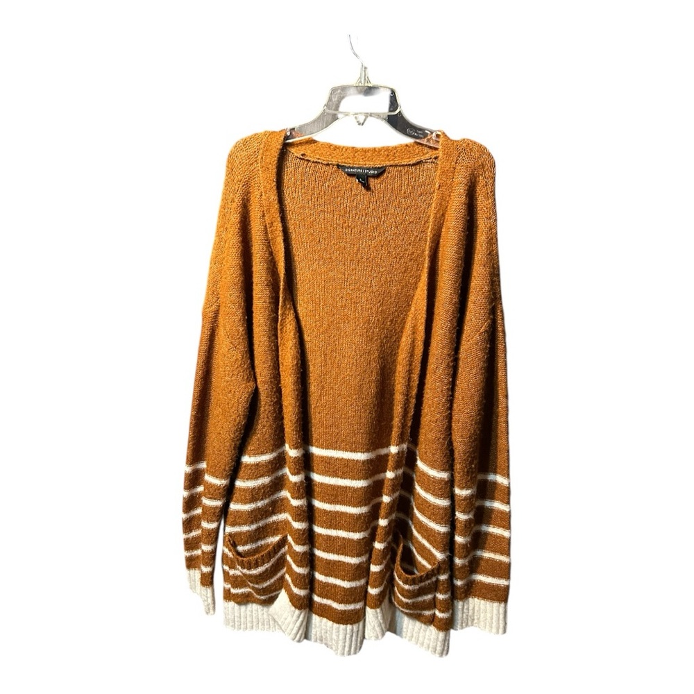 Signature Studio Orange Cardigan with Stripes